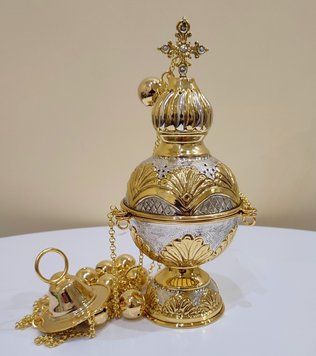 Кадило середнє позолочене Грецьке 11-18D фото