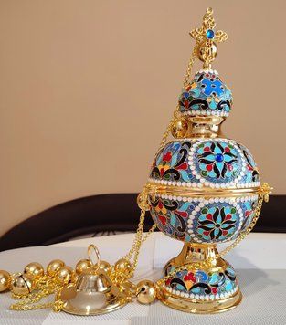 Кадило емаль велике позолочене Греція 01-033 фото